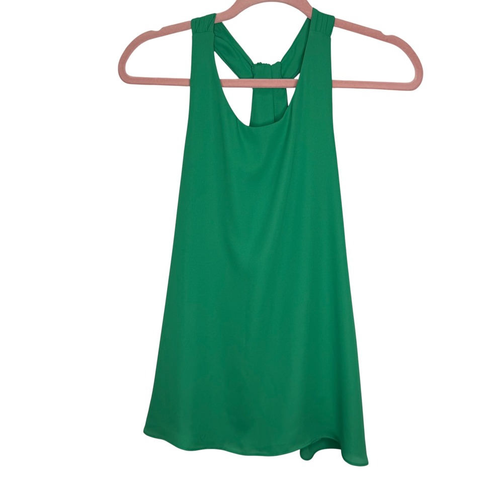 Y2K Cynthia Rowley Womens XS Green Sleeveless Twisted Racerback Blouse Top Loose